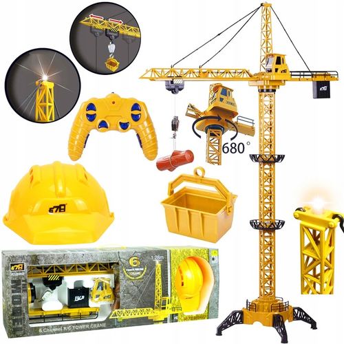 DŹWIG RC DLA DZIECI ŻURAW BUDOWLANY STEROWANY 128cm OBROTOWY +KASK MATADI na Arena.pl