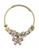 Bransoletka charms modułowa sztywna regulowana kolor złoty Motylek 30