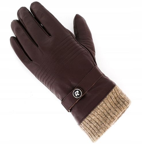 Reverse Rękawiczki REVERSE Skórzane MĘSKIE Brązowe ze SCIĄGACZEM roz. L na Arena.pl