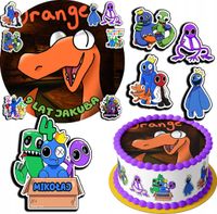 ZESTAW OPŁATEK NA TORT 20CM + 17 POSTACI - RAINBOW FRIENDS + IMIĘ 15CM 18CM