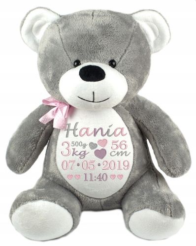 MIŚ PLUSZOWY DUŻY PREZENT CHRZEST HAFT METRYCZKA na Arena.pl
