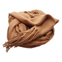 Szal Damski Szalik Bawełniany z Frędzlami Beżowy