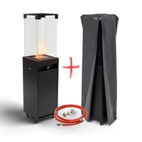 Ogrzewacz gazowy kominek tarasowy PLANIKA FARO czarny POKROWIEC KAMYKI