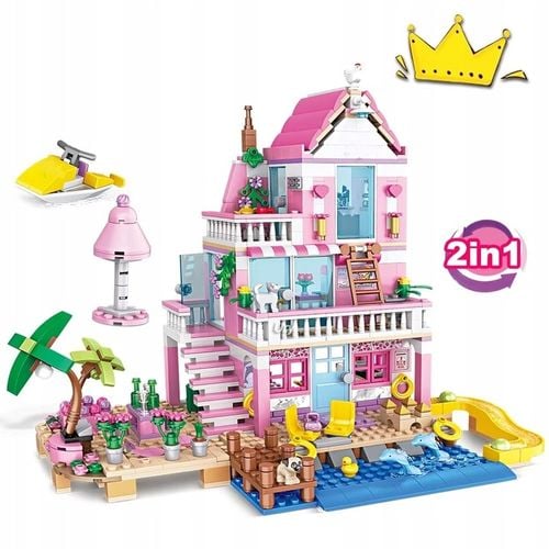 Zestaw Klocków Dla Dziewczynek Letnia Willa Na Plaży Klocki Różowy Domek 01 na Arena.pl