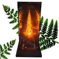 Lampion Szklany Lustrzany 3D Premium Dekoracyjny Czarny 14x14x28 cm RT25119