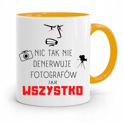 Kubek Żółty Fotografa Fotografa Wszystko Denerwuje Z Nadrukiem Ze Zdjęciem na Arena.pl