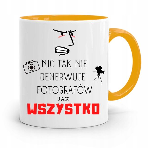 Kubek Żółty Fotografa Fotografa Wszystko Denerwuje Z Nadrukiem Ze Zdjęciem zdjęcie 1