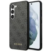 guess guhcs23sg4gfgr s23 s911 szary/grey hardcase 4g metal gold logo