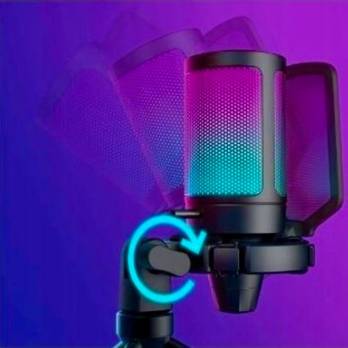 MIKROFON DO STREAMINGU ZE ŚWIATŁEM LED GAMINGOWY OBRACANY DO KOMPUTERA na Arena.pl