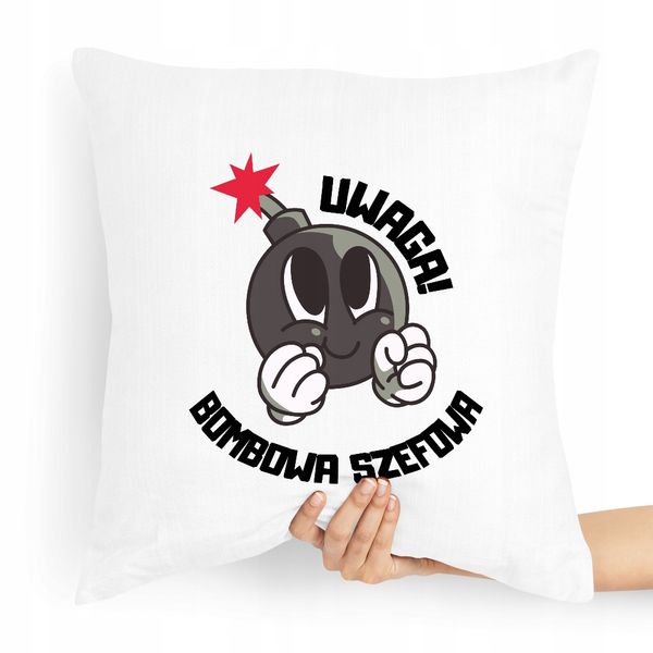 Poduszka Prezent Dla Szefa Bombowy Szefowa Z Nadrukiem Ze Zdjęciem zdjęcie 1
