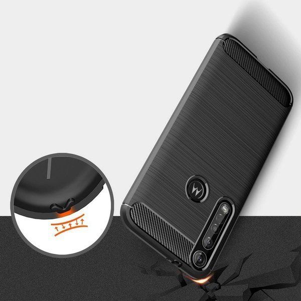 Pancerne etui Back Case Carbon do Motorola One Macro czarny zdjęcie 3