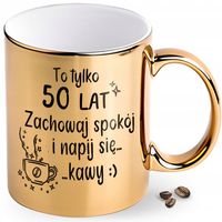 Kubek ZŁOTY ceramiczny super pomysł na prezent urodziny 50 lat 1974 rok