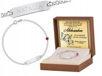 Bransoletka Srebrna 925 z Grawerem Prezent na Chrzest dla Dziewczynki