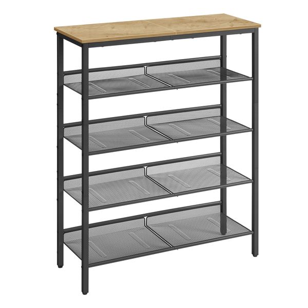 Szafka na buty loft 75x28x93 cm dąb artisan czarna metalowa zdjęcie 1