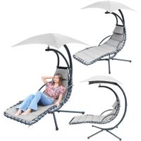 Huśtawka fotel wiszący bujany z parasolem Lizbona jasno szara