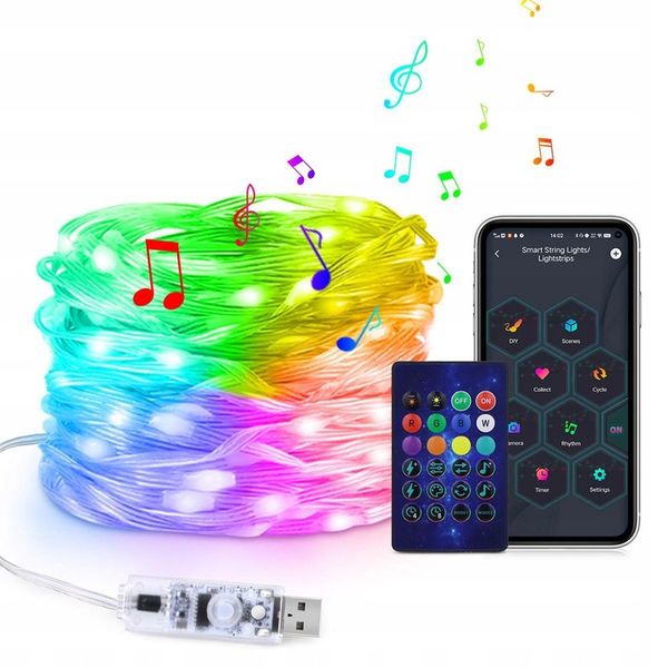 TAŚMA 200 LED INTELIGENTNE LAMPKI APLIKACJA BLUETOOTH PILOT STEROWANIE 20M zdjęcie 7