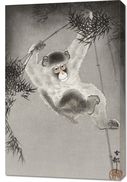 Obraz 60x90cm Monkey, Koson Japoński Vintage do Salonu zdjęcie 1