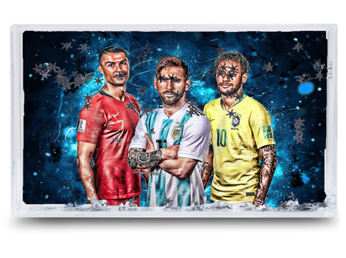 Akwarium - Ramka wodna 3D - Neymar, Ronaldo, Messi na Arena.pl