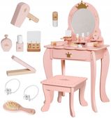 DREWNIANA TOALETKA Z AKCESORIAMI DLA DZIEWCZYNKI LUSTRO TABORET PRINCESS