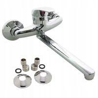 BATERIA KUCHENNA ŚCIENNA UMYWALKOWA OBROTOWA DŁUGA WYLEWKA KRAN DO KUCHNI