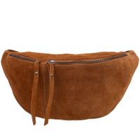 VERA PELLE nerka zamszowa saszetka biodrówka z suwakami V672 camel