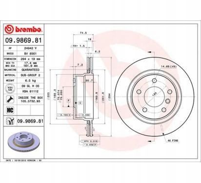 TARCZA HAM TYL 294X19 V BREMBO na Arena.pl