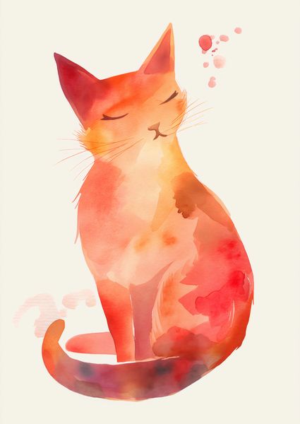 Plakat 29,7x42cm Akwarelowy Kot zdjęcie 1