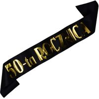 Czarna szarfa ze złotym nadrukiem 50-ta rocznica