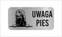 GRAWER Tabliczka nierdzewna laminat 20x10 UWAGA PIES Chart afgański