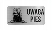 GRAWER Tabliczka nierdzewna laminat 20x10 UWAGA PIES Chart afgański