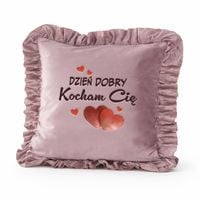 Poduszka Dekoracyjna Welurowa z Falbanką Dedykacja na Prezent dla Niej