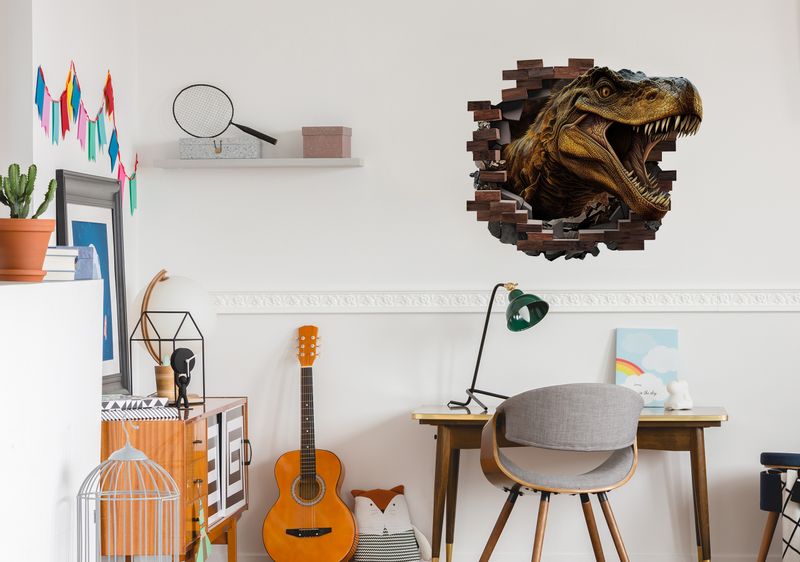 Naklejka SAMOPRZYLEPNA Groźny DINOZAUR Dżungla Efekt 3D 80cm x 60cm zdjęcie 4