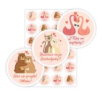 NAKLEJKI arkusz etykiet chłopaka 14 lutego WALENTYNKI 24 szt. 5 cm