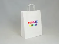 Torba papierowa biała z nadrukiem 100 sztuk 31 x 12 x 41 cm