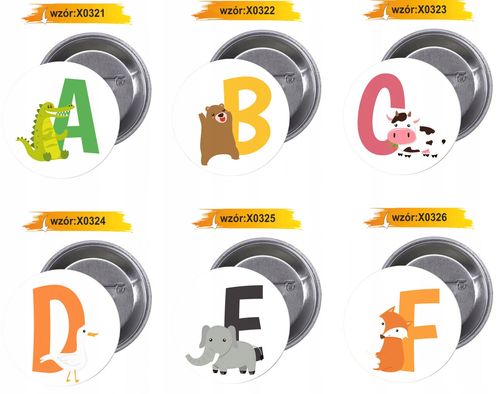 Przypinki buttony LITERKI DLA DZIECI - D na Arena.pl