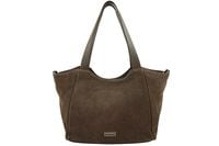 Torebka damska zamszowa typu worek - Beżowa ciemna