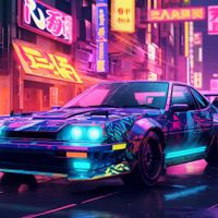 Plakat 40x40cm Nocny Rajd w Neo-Tokio