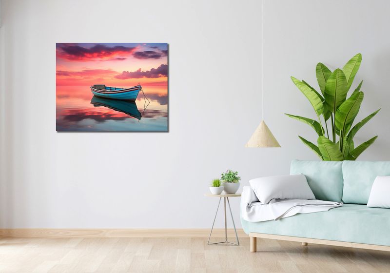 Obraz 90x70cm Spokój przed Połowem zdjęcie 2