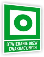 Tabliczka ewakuacyjna z nadrukiem 20x15 Otwieranie drzwi ewakuacyjnych