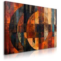 Obraz Na Płótnie Abstrakcja Dekoracyjne Okręgi Imitacja Drewna 120cm x 80cm