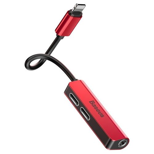 Adapter Audio Baseus L52 Lightning Do Mini Jack 3.5Mm I 2X Lightning (Czerwony) na Arena.pl