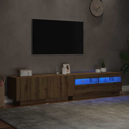 Szafka pod TV z oświetleniem LED, dąb artisan, 200x35x40 cm na Arena.pl