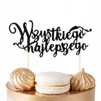 TOPPER NA TORT WSZYSTKIEGO NAJLEPSZEGO CZARNE BROKAT NA IMPREZĘ URODZINOWĄ