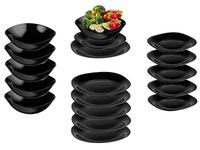 Zestaw obiadowy QUADRO BLACK 6 osób 18 el. czarny kwadratowy szkło opalowe