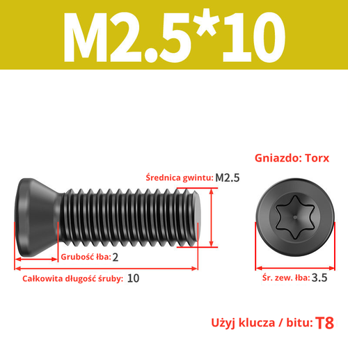 Śruba mocująca TORX Klasa 12.9 Rozmiar: M2x4 na Arena.pl