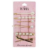 zestaw 6 sztuk eleganckich złotych wsuwek do włosów perełki sp206