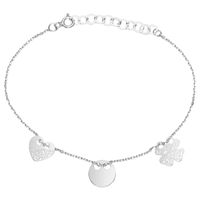 Bransoletka Celebrytka Serce Kółko Koniczynka 20 cm Srebro 925