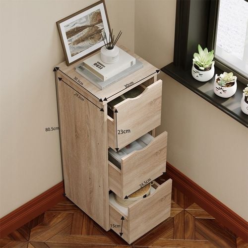 SZAFKA SŁUPEK Z SZUFLADAMI RUSTYKALNY DĄB KOMODA STOJĄCA WĄSKA POJEMNA LOFT na Arena.pl