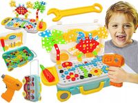 Układanka, Klocki, Kreatywna Mozaika, Wkrętarka 258 El. Walizka Na Kółkach