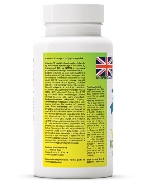 NAVIGATOR Witamina D3 10 000 IU + Witamina K2 MK-7 200micg 120 kaps. zdjęcie 4